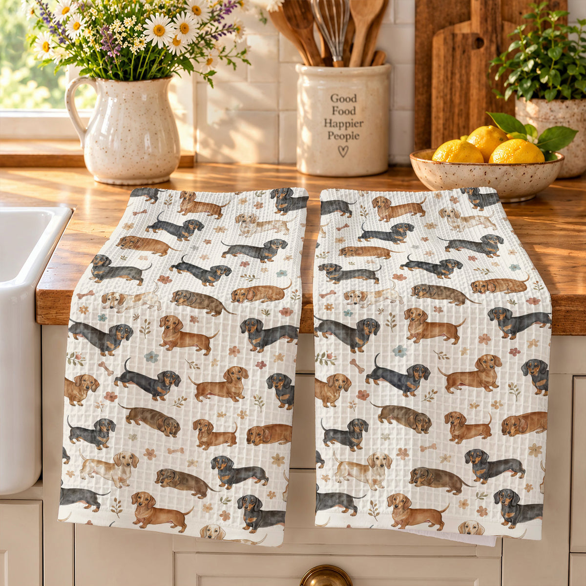 Dachshund Kitchen Towel Cozy Dachshund Companions