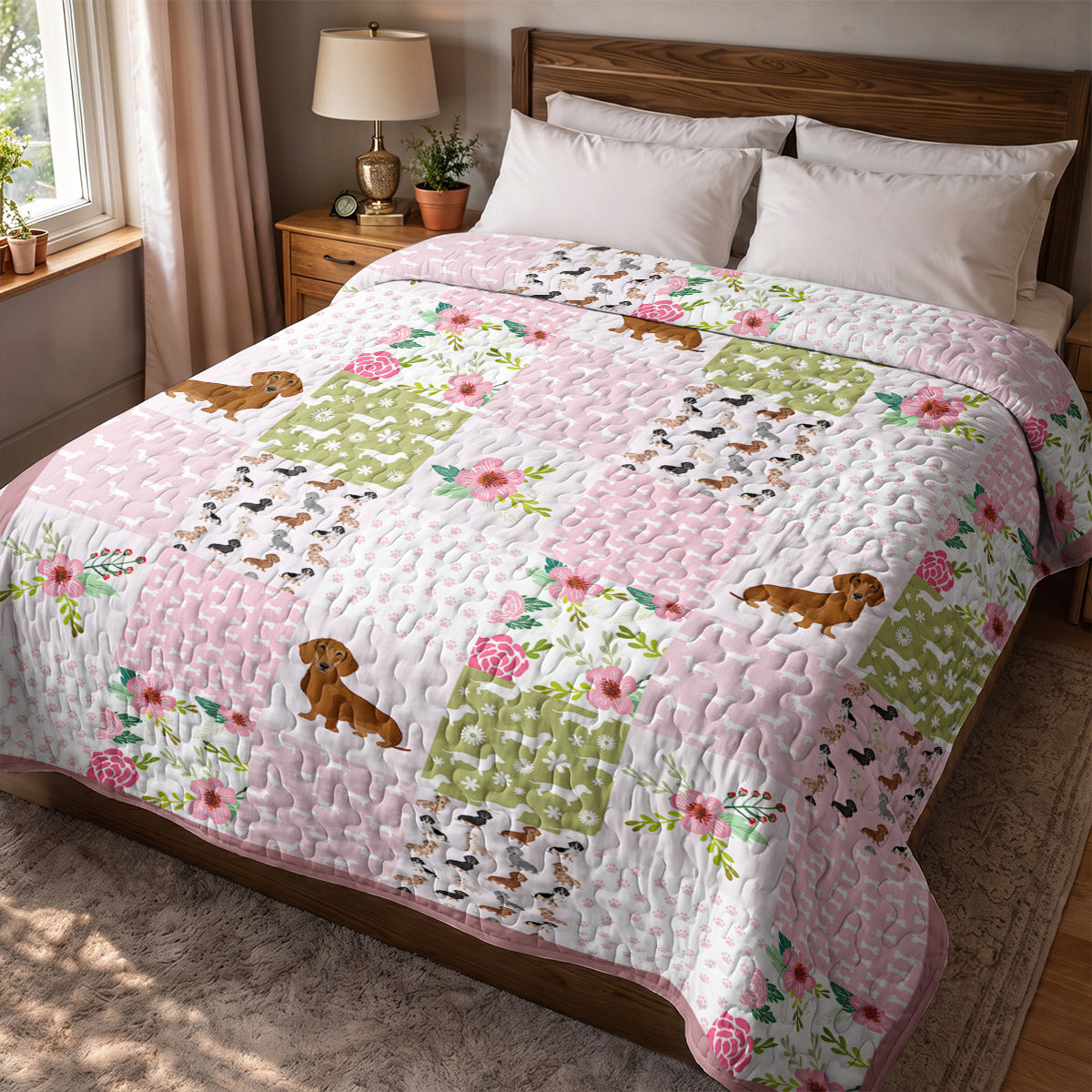 Dachshund Quilted Blanket Dachshund Dreams