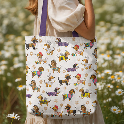 Dachshund Canvas Tote Bag Dashing Dachshund Dreams