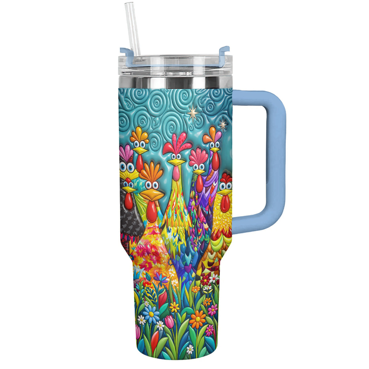 Chicken 40 oz Tumbler Colorful Chicken Garden