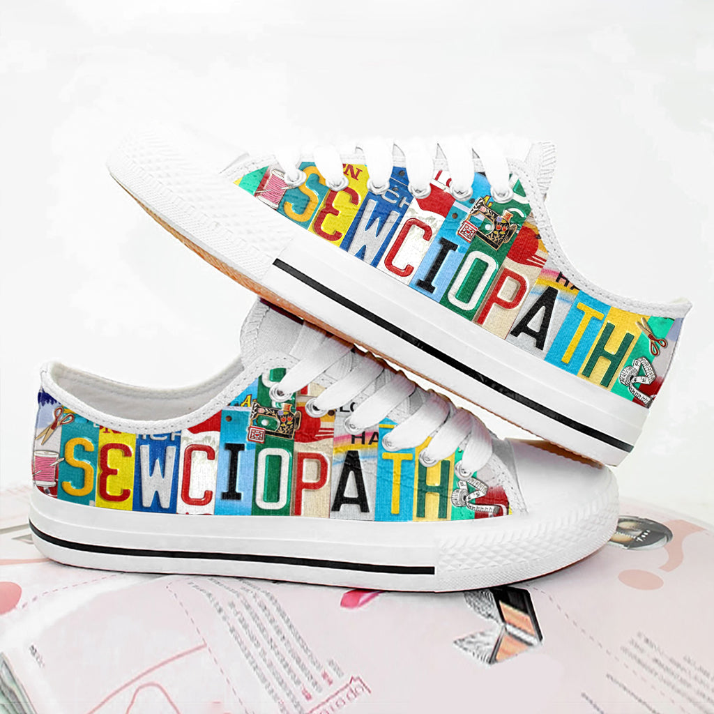 Sewing Lover Women's Low Top Shoes Sewciopath License Plate