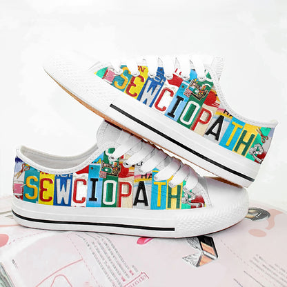 Sewing Lover Women's Low Top Shoes Sewciopath License Plate