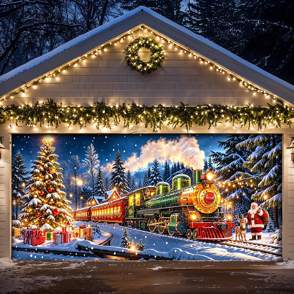 Christmas Garage Door Banner Decoration - Christmas Express Through The Snow