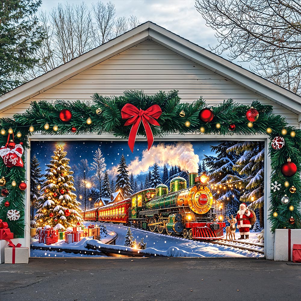 Christmas Garage Door Banner Decoration - Christmas Express Through The Snow