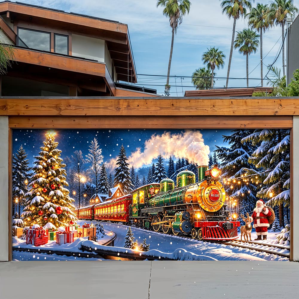 Christmas Garage Door Banner Decoration - Christmas Express Through The Snow