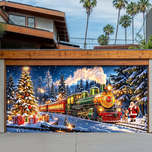 Christmas Garage Door Banner Decoration - Christmas Express Through The Snow
