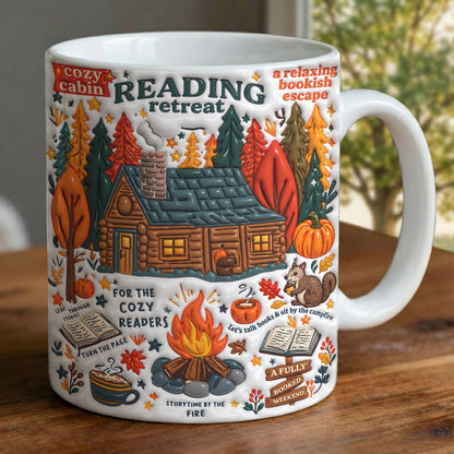 Book Ceramic Mug Autumn Cabin Bookish Escape