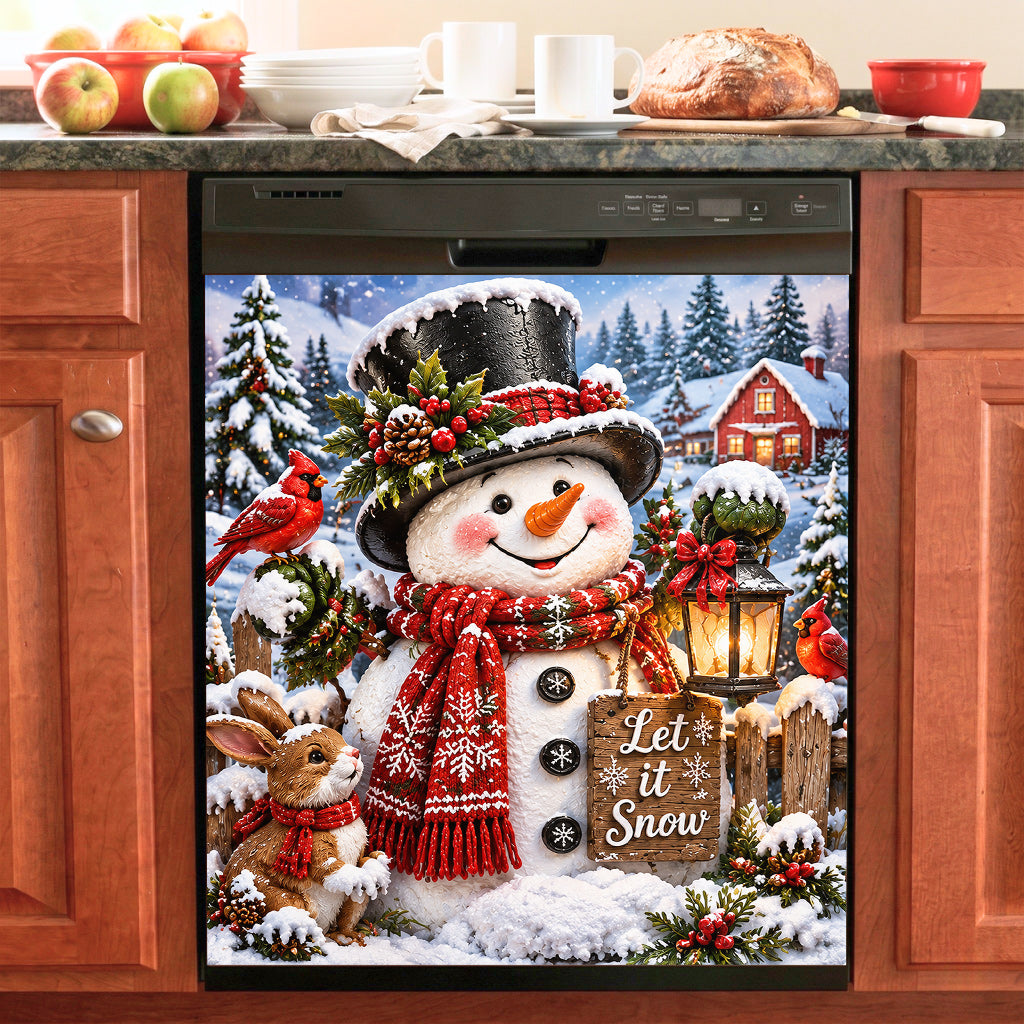 Christmas Magnetic Dishwasher Cover Snowman Lovers