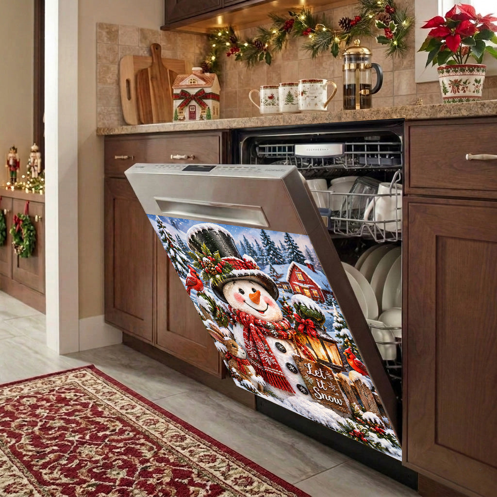 Christmas Magnetic Dishwasher Cover Snowman Lovers