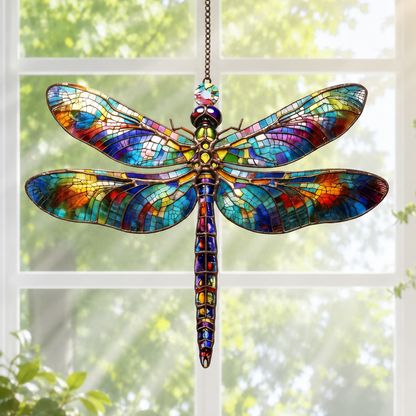 Vibrant Dragonfly 3D Glass Suncatcher
