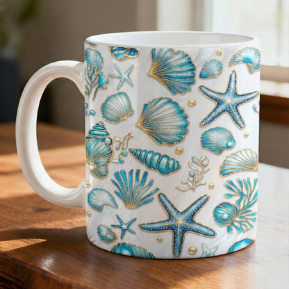 Seashell Ceramic Mug Iridescent Ocean