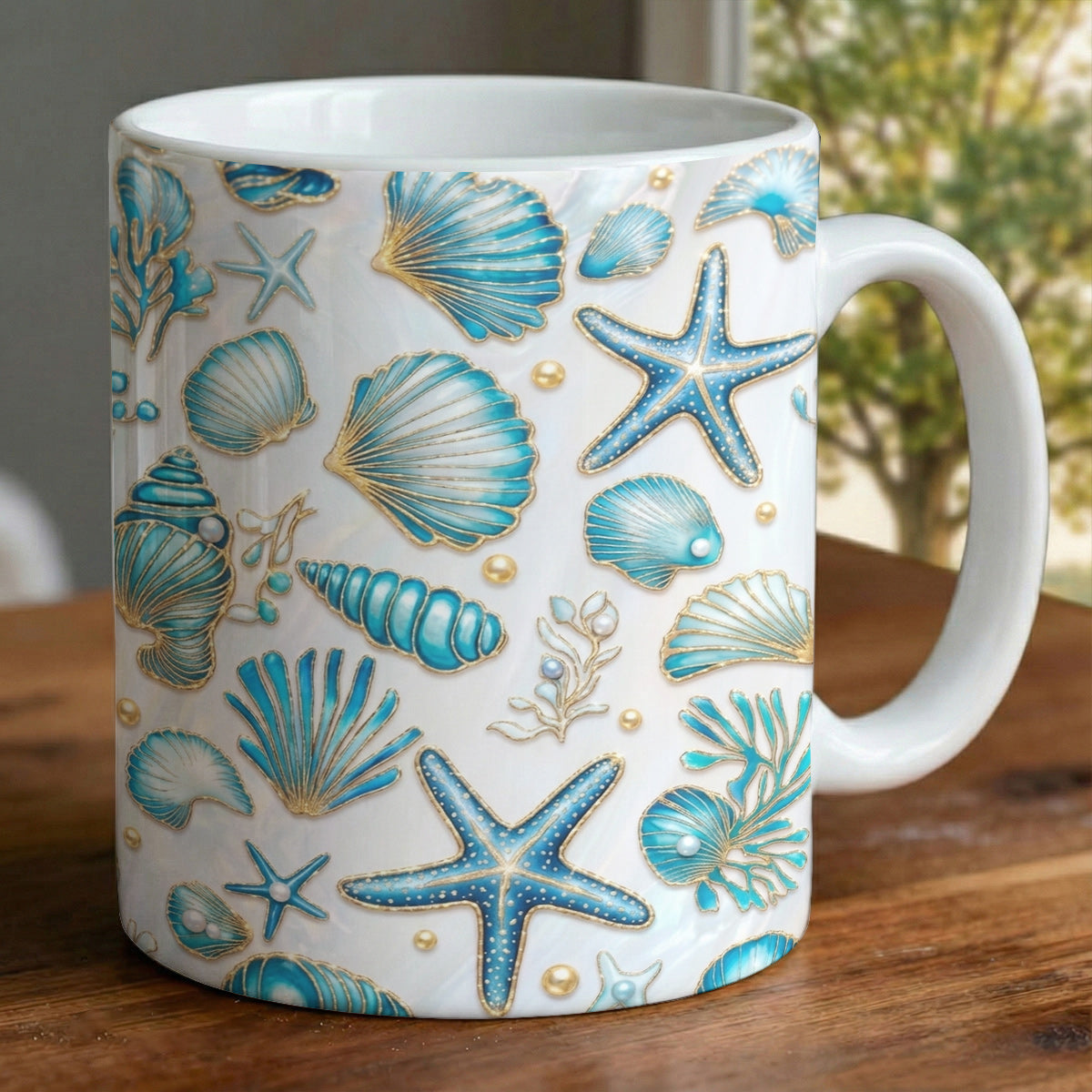Seashell Ceramic Mug Iridescent Ocean