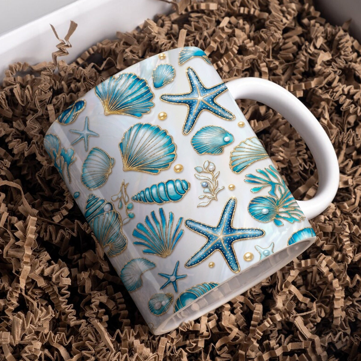 Seashell Ceramic Mug Iridescent Ocean