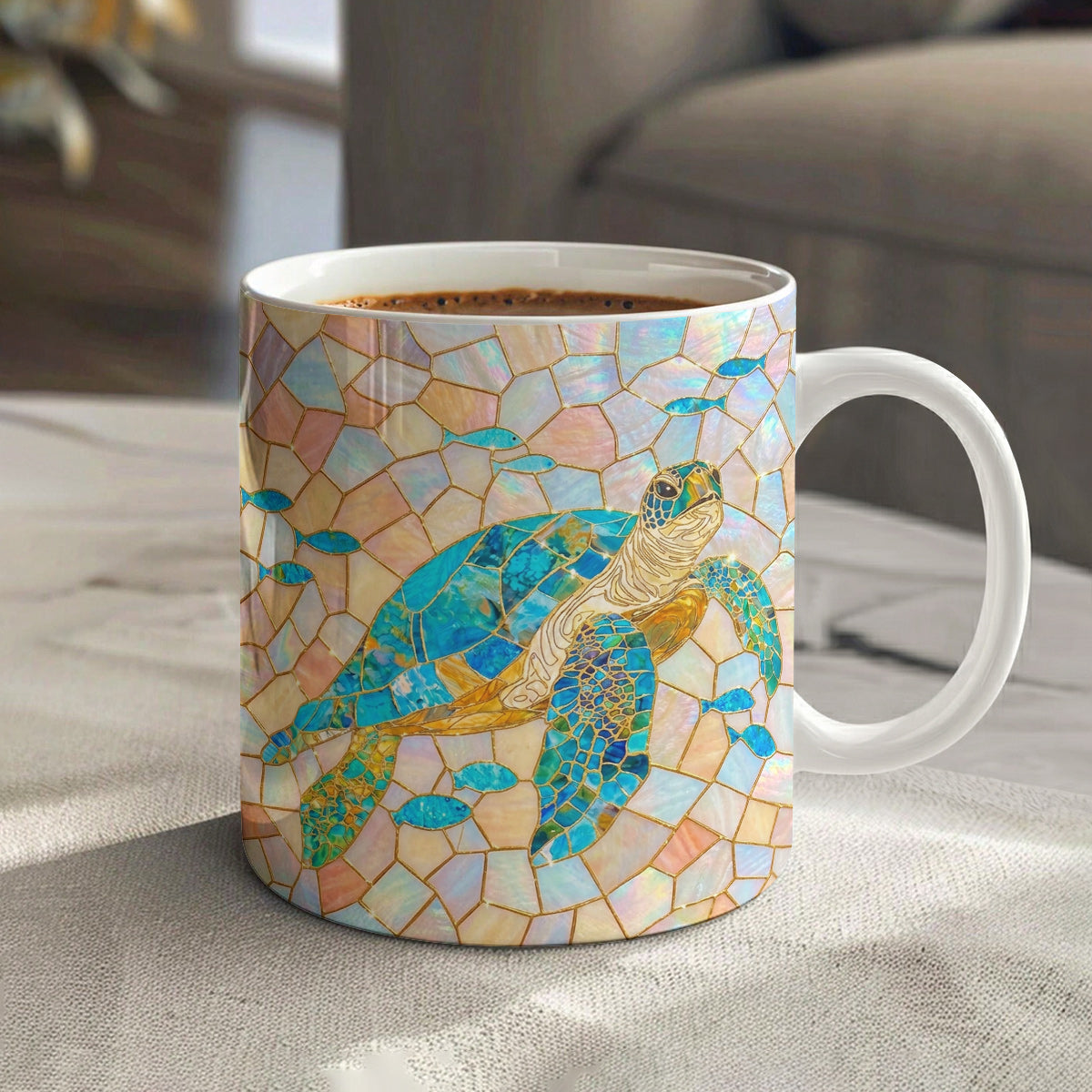 Sea Turtle 11 oz Mug Ocean Grace Stained Glass Sea Turtle