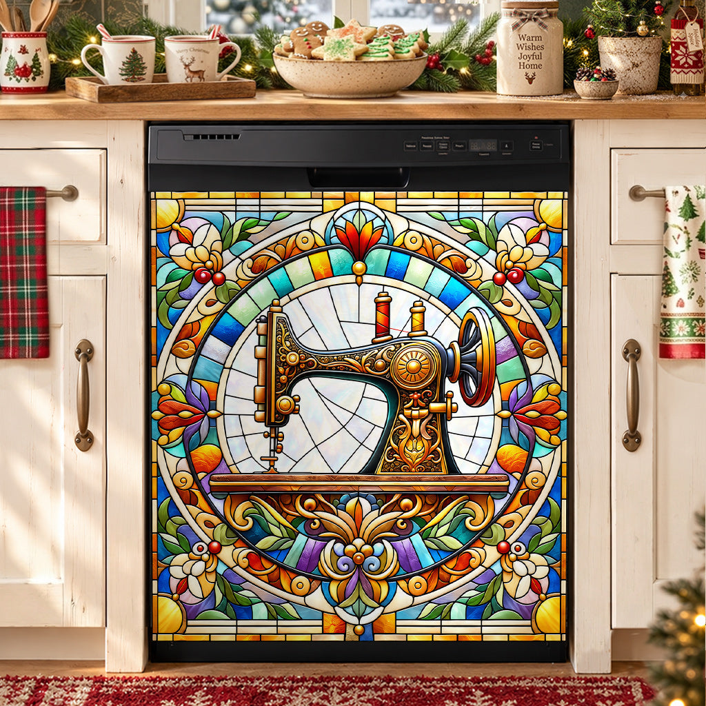 Sewing Magnetic Dishwasher Cover Vintage Stained Glass Sewing Grace