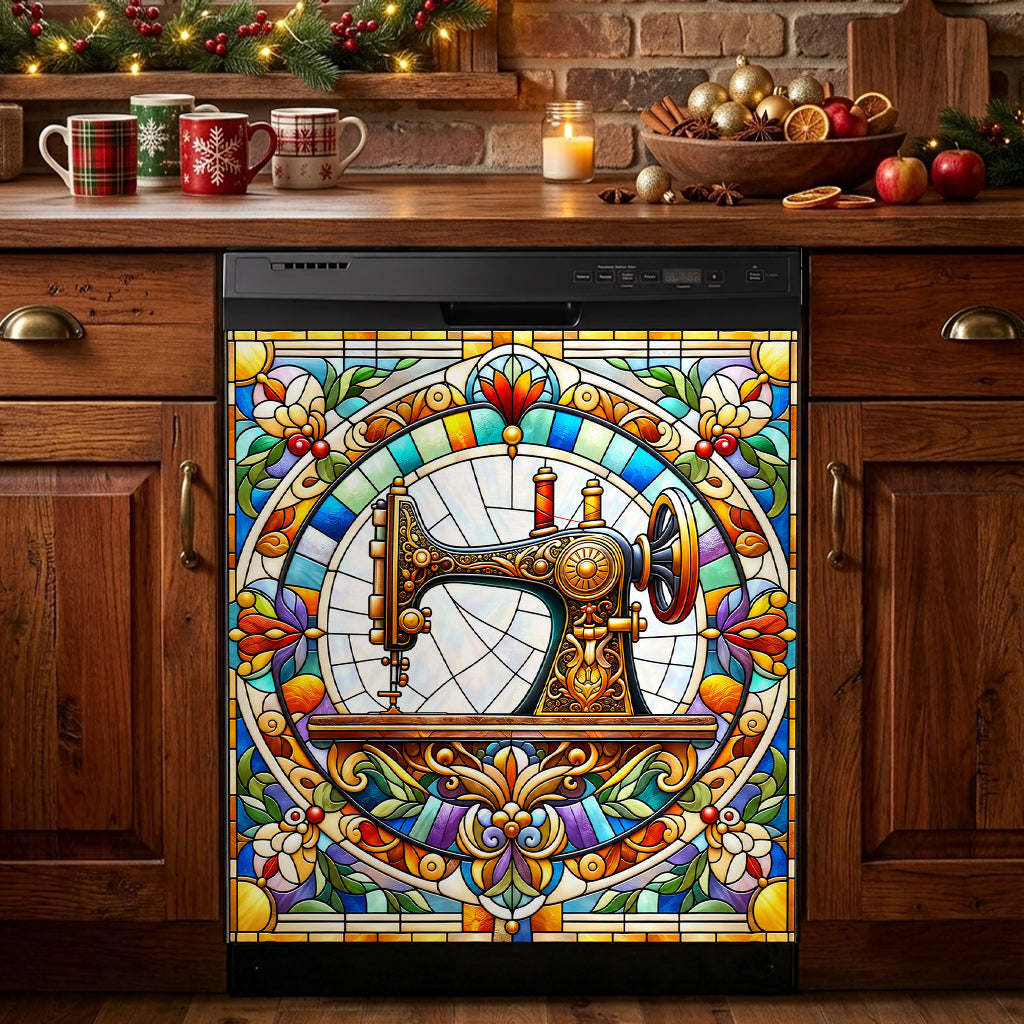 Sewing Magnetic Dishwasher Cover Vintage Stained Glass Sewing Grace