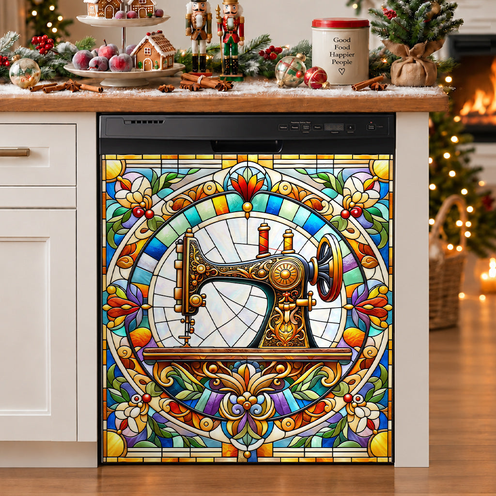Sewing Magnetic Dishwasher Cover Vintage Stained Glass Sewing Grace
