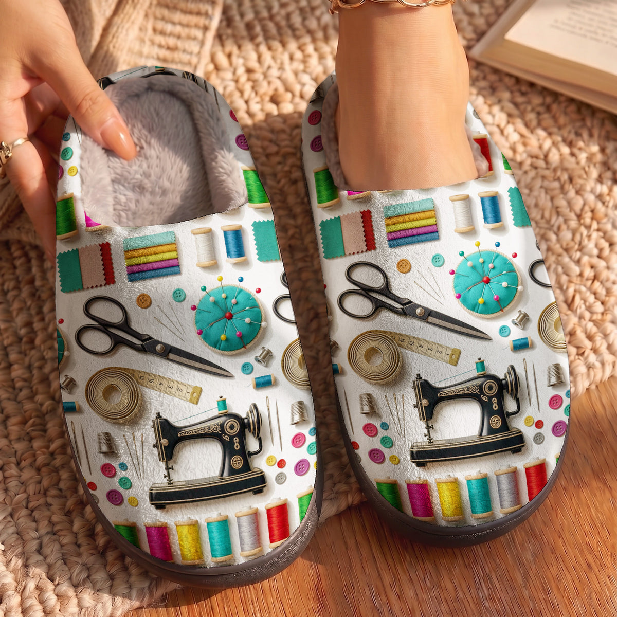 Sewing Tools Fleece Lined Slippers