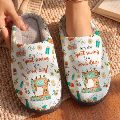 Sewing Day Fleece Lined Slippers