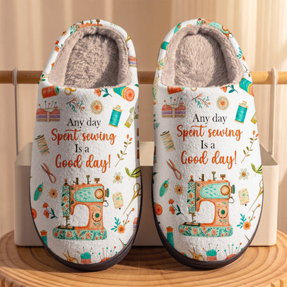 Sewing Day Fleece Lined Slippers