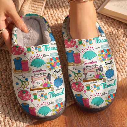 Sewing Machine Fleece Lined Slippers