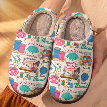Sewing Machine Fleece Lined Slippers