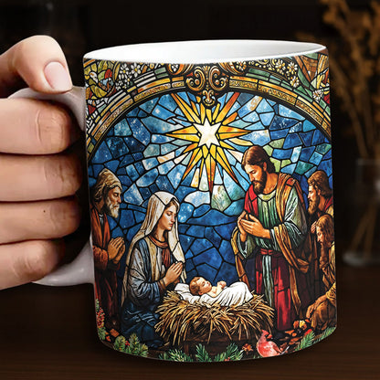 God Ceramic Accent Mug The Holy Night in Stained Glass