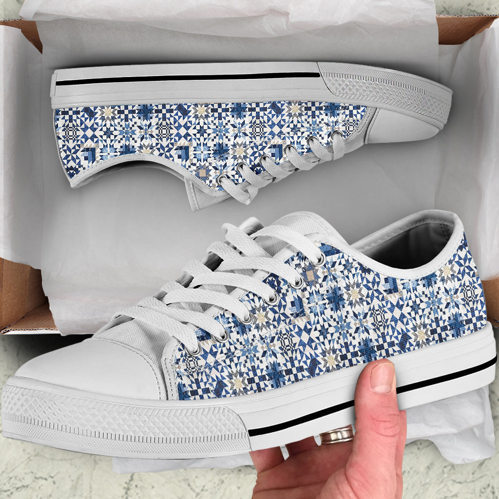 Sewing Lover Women's Low Top Shoes Bluetessera Blocks