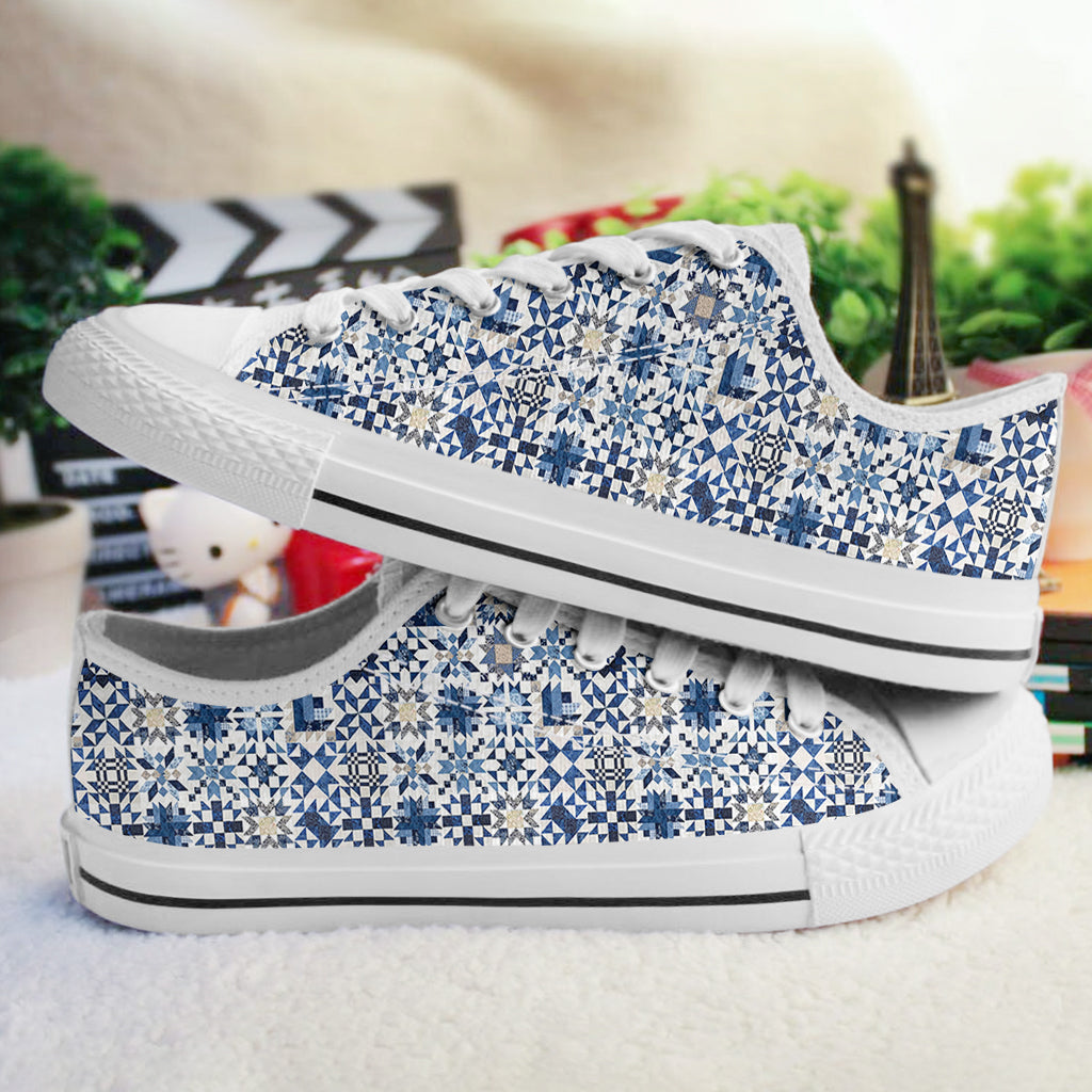 Sewing Lover Women's Low Top Shoes Bluetessera Blocks