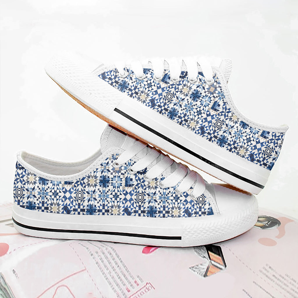 Sewing Lover Women's Low Top Shoes Bluetessera Blocks
