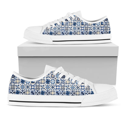 Sewing Lover Women's Low Top Shoes Bluetessera Blocks