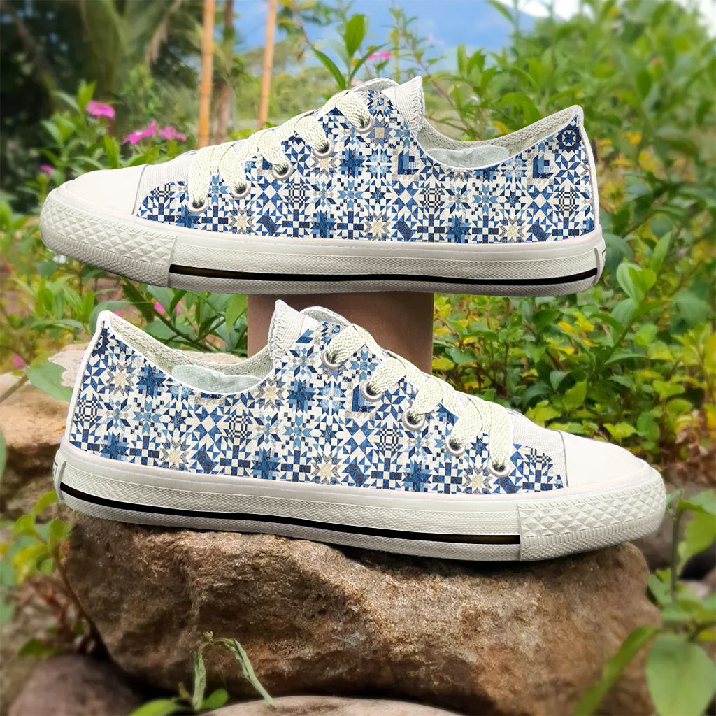 Sewing Lover Women's Low Top Shoes Bluetessera Blocks