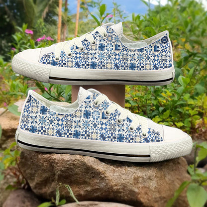 Sewing Lover Women's Low Top Shoes Bluetessera Blocks