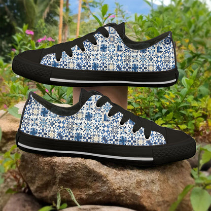 Sewing Lover Women's Low Top Shoes Bluetessera Blocks