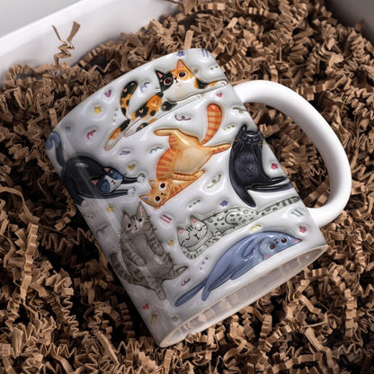 Cat Ceramic Mug Cats Being Cats