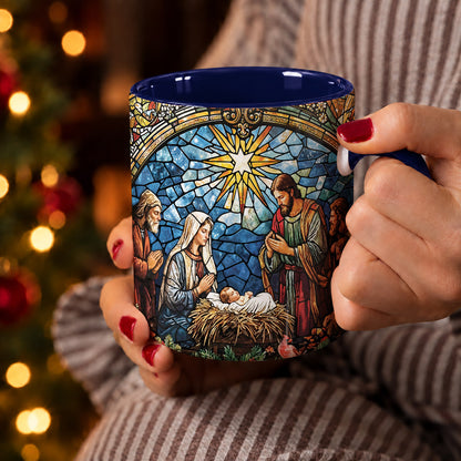 God Ceramic Accent Mug The Holy Night in Stained Glass