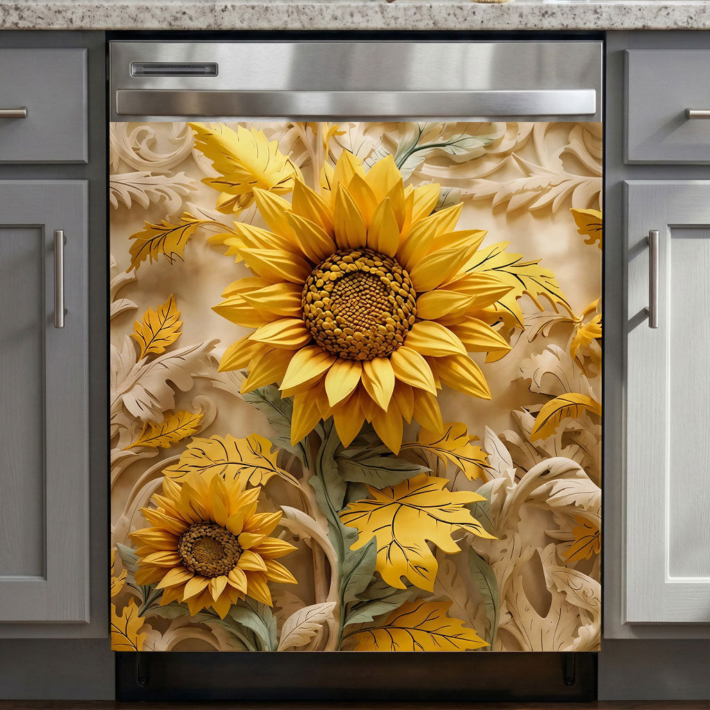 Sunlit Harvest Sunflower Magnetic Dishwasher Cover