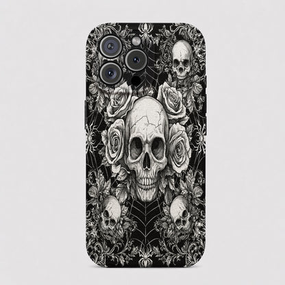 Gothic Leather Phone Case Skullveil Roses