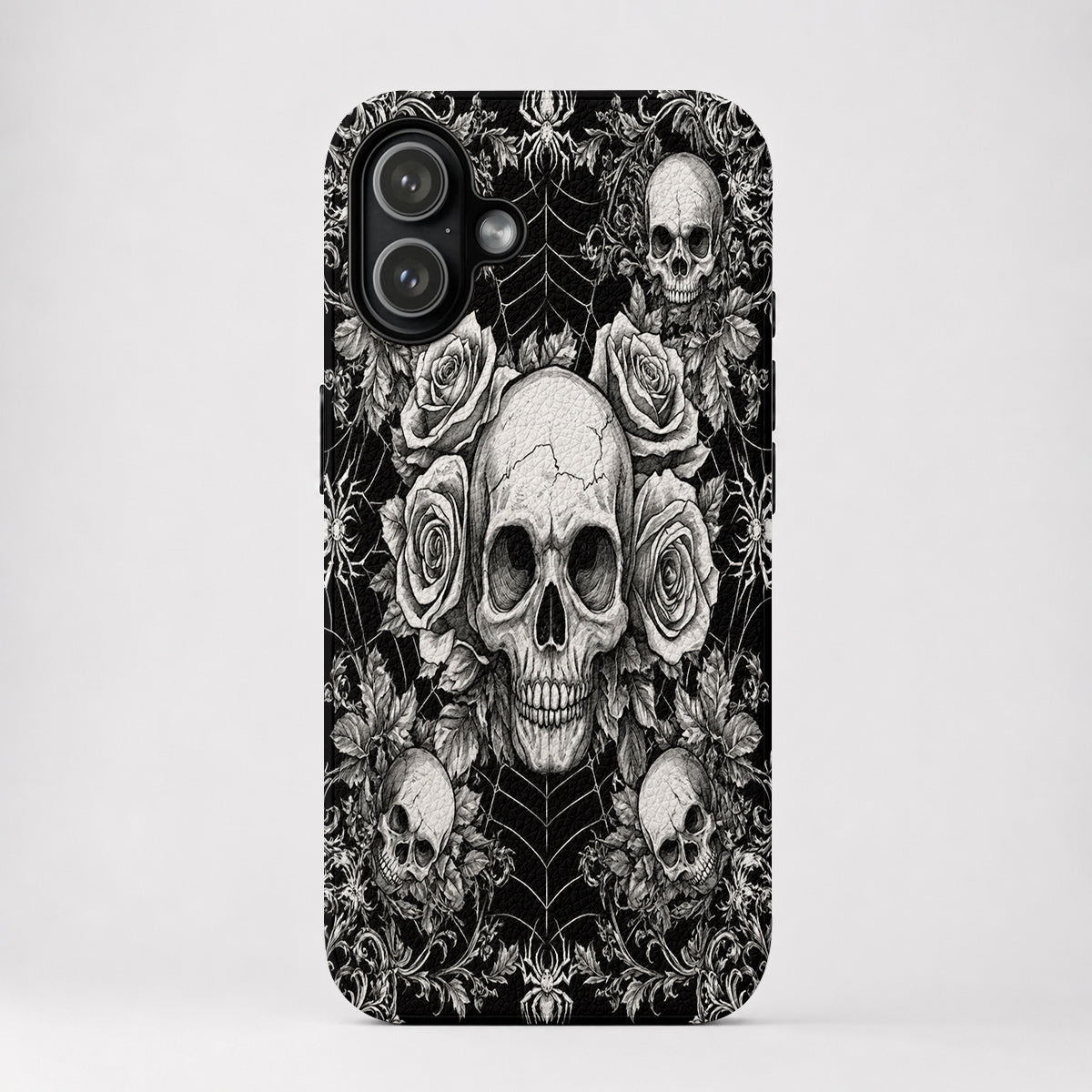 Gothic Leather Phone Case Skullveil Roses