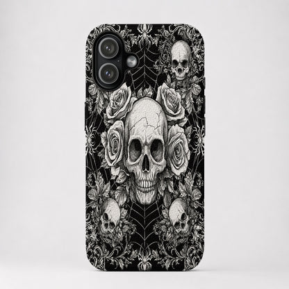 Gothic Leather Phone Case Skullveil Roses