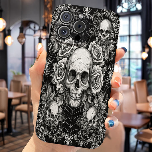 Gothic Leather Phone Case Skullveil Roses