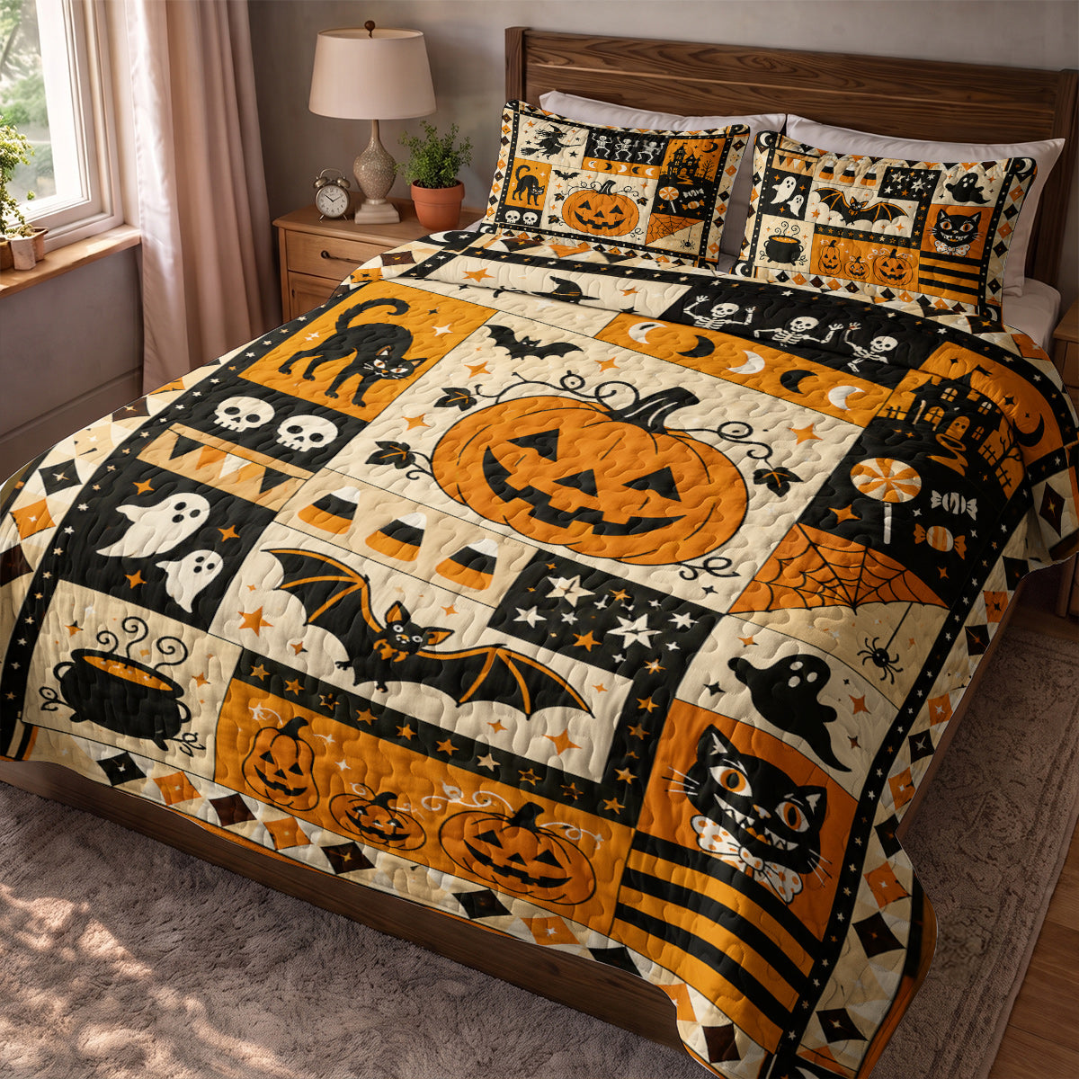 Halloween Quilted Blanket Vintage Halloween Haunt