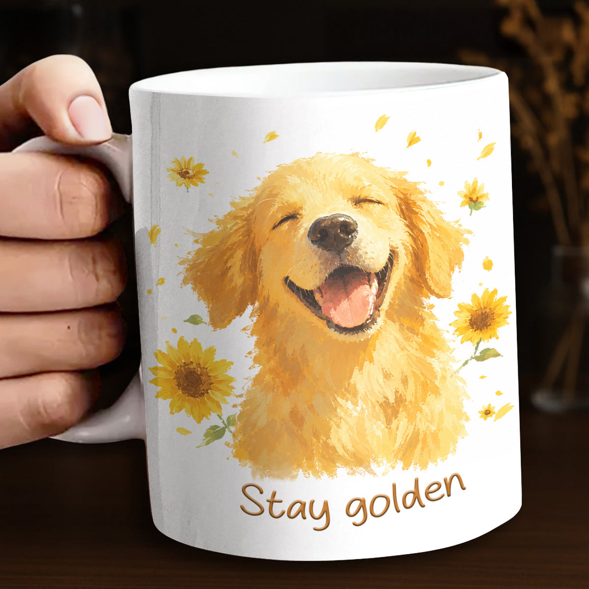 Personalized Golden Retriever Ceramic Mug Stay Golden