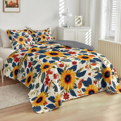 Sunflower All Season Quilt 3-Piece Sunny Sunflowers