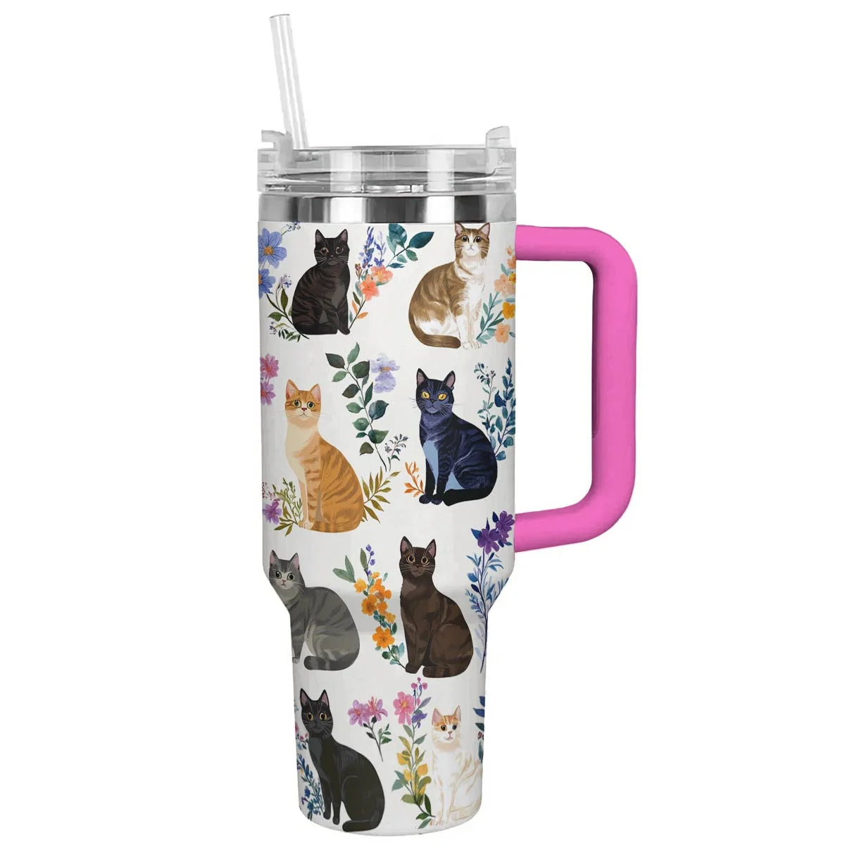 Charming Floral Cats 40 oz Tumbler