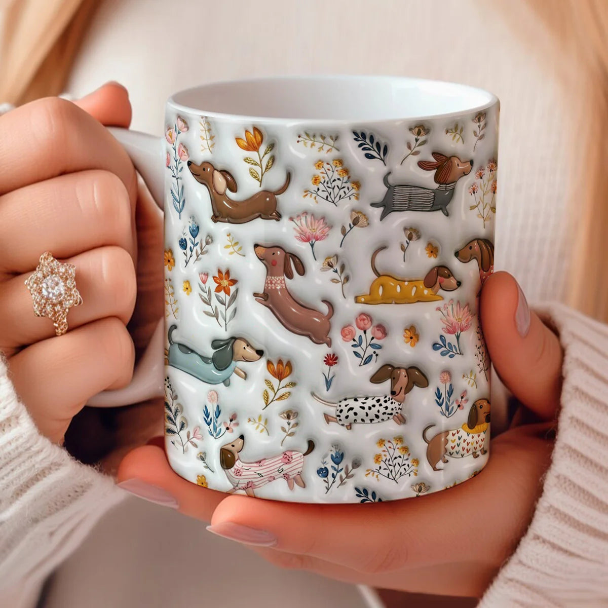 Dachshund 11Oz Mug Happy Field Flowers