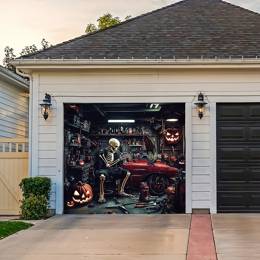 Halloween Garage Door Banner Decoration Motor Garage