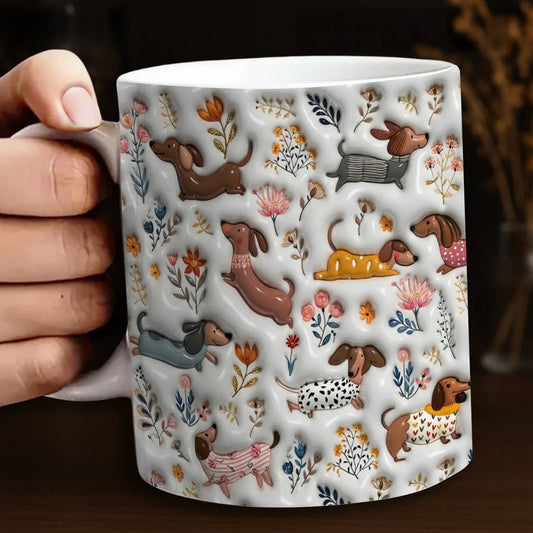 Dachshund 11Oz Mug Happy Field Flowers