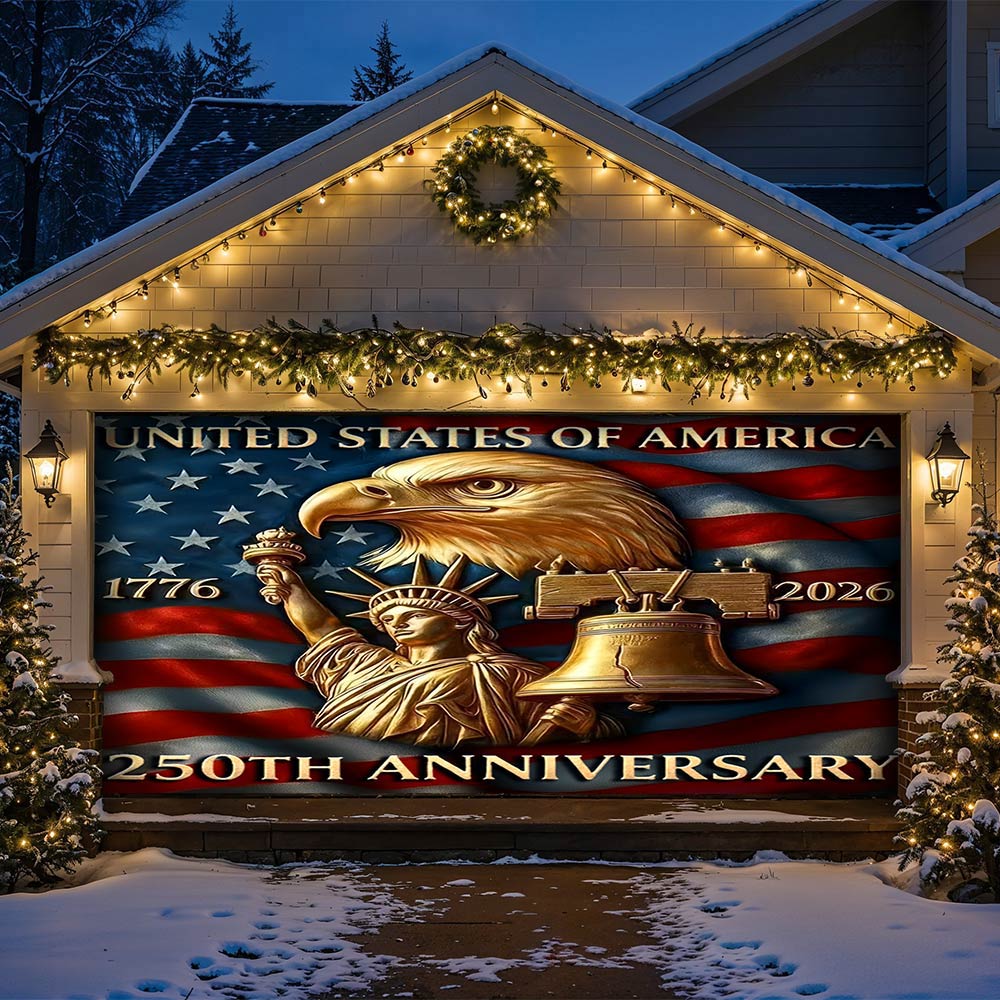 Patriotic Garage Door Banner - America 250th Anniversary