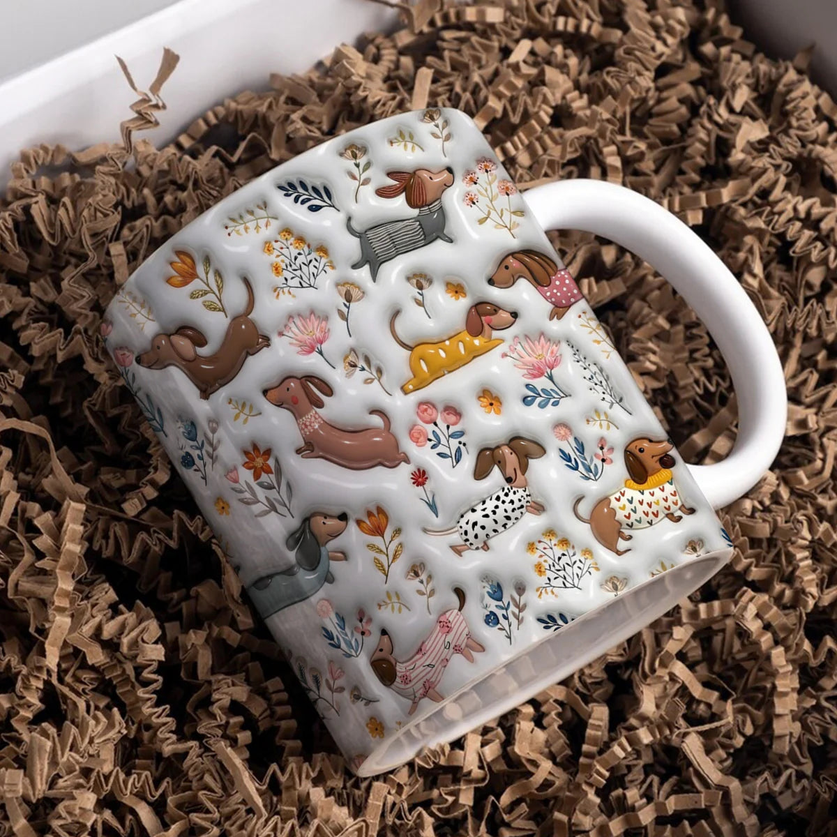 Dachshund 11Oz Mug Happy Field Flowers